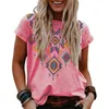 Plus Size Loose Tshirt Women's Summer Casual Print Shirt Round Neck Boho Tops Chemise Femme 5XL 210623