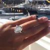 원래 925 실버 스퀘어 링 Asscher Cut Created Moissanite 웨딩 약혼 칵테일 여성 토파즈 반지 손가락 훌륭한 보석