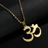 Chains Yoga Necklace Pendants Men OHM Hindu Buddhist AUM OM Hinduism Outdoor Sport Gold Color Metal Chain Jeweephant God Jewelry