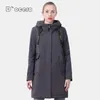 D`ocero Springコート女性のファッション薄い綿カジュアル女性のジャケット秋の防風パーカーロングキルティングフード付きのoutwear 211008