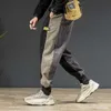 Lente corduroy broek losse lente / herfst lading broek kleur blokkeren patchwork hiphop sportbroek mannelijke streetwear joggers y0927
