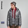 Parkas de plumón para hombre, abrigo de pato blanco corto brillante plateado para hombre, chaqueta con capucha exterior gruesa para hombre, Phin22, invierno 2022