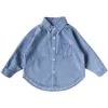 Autumn boys back printing fashion denim shirts children kids soft cotton loose long sleeve jacekts 210508