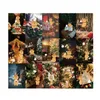 Wall Stickers 15Pcs Ins Style Cartoon Reindeer Elf Paper Card Merry Christmas Atmosphere Props Room Decoration Accessories