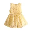 Lato Cute 2 3 4 5 6 7 8 9 10 Urodziny Print Print Bow A-Line O-Neck Bez Rękawów Baby Kids Girls Mini Dresses 210701