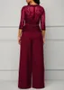 Women's Jumpsuits & Rompers Wide Leg Casual Overalls Sexy Women O-neck Solid Lace Elegant Straight Party Jumpsuit Loose273A