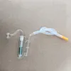 Mini narghilè in vetro Bruciatore a nafta piccolo Fumo Shisha Tubi in vetro usa e getta Raccoglitori di cenere Bong Percolatore Gorgogliatore Ciotola per tabacco Accessori per pipe da fumo Colore verde lago