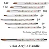 Glitter Handvat Nail Art Brush 100% Nylon Manicure Acrylic Nails Round Arts Borstels 7 Maten DIY Tools