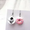 Funny Cute Bread Donuts Coffee Dangle Earrings Resin Unique Vacation Party Jewelry For Women Girl Creative Food Earring Nice Gift