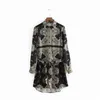 Vrouwen Vintage Totem Bloem Print Mini Dress Office Lady Business Wear Sjeres Shirtwaister Casual Slim Brand Jurken DS916 210420