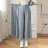 Surmiitro wide poot lange geplooide rok broek vrouwen zomer koreaanse stijl chiffon hoge taille enkel broek vrouw 210712