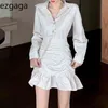 Ezgaga Abito elegante Donna Primavera Solido colletto rovesciato Coreano Vita sottile Abito a sirena Office Lady Abito aderente Abiti 210430