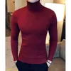 Märke män turtleneck tröja och pullovers mode stickad tröja vinter män pullover homme ull casual solid kläder 210818