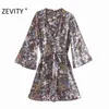 Femmes Vintage Cashew Floral Print Sashes Shirtdress Dames Paisley Kimono Robes Chic Side Split Robes décontractées DS4518 210420