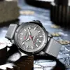 メンズウォッチ、カレンウォッチクォーツアナログカレンダー、男性用腕時計、ファッション防水レザーバンド - グレイx0524