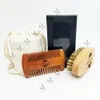 Mindestbestellmenge: 100 Sets, individuelles OEM-LOGO, Holz-Haar- und Bartpflege-Sets mit Taschenbox für Männer, Schnurrbart, Bartbürste und doppelseitiges Kammset