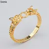 Donia Jewelry braccialetto di lusso moda europea e americana classica doppia testa leopardo rame micro-intarsiato braccialetto zircone anello set confezione regalo da donna firmata