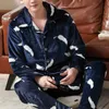 Men's Sleepwear Winter Thick Warm Soft Flannel Pajamas Set Men Night Pijama Long Sleeve Pyjama Suit Casual Homewear 45Kg-105kg