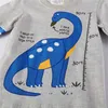 Saltando metros de manga comprida animais camisas para outono mola crianças algodão dinossauros roupas de bebê ops 210529