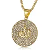 Hip Hop Iced Out Round Ciondolo Collana in acciaio inox ISLAM ISLAM Musulmano Arabo Gold Color Prayer Jewelry Jewelry Drop 210929
