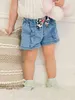 Bebê bow front fluffle aparar denim shorts ela