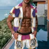 Erkekler Hawaiian Baskı Gömlek Setleri 2021 Yaz Kısa Kollu Düğme Gömlek Plaj Şort Streetwear Rahat Erkek Takım Elbise İki Adet X0702