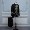 メンズ2ピースステージ衣装スーツブレザーロングゴールド刺繍ホワイトスーツ男性スリムフィットステージプロムウェディングシンガージャケットHomme x0909