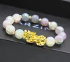 Natural Stone Agate Beads Strands Bracelet Chinese Pixiu Lucky Brave Troops Charms Feng Shui Jewelry for Women 8 colors Wholesale