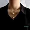 luxury- Heart Smile Coin Pendant Necklace Flat bottom solid love for women Gold Color Jewelry Gifts