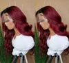 Perruque Ombre Bury Red Lace Front Wigh Long Deep Body Wave Synthetic Wigs for Women Cosplay