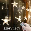 Star String Lights LED Рождественская Гирлянда Fairy Занавес Свет 2,5 М Открытый Крытый Для Спальня Домашняя вечеринка Свадьба Рамадан Декор