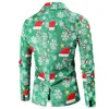 メンズジャケットメンズクリスマススーツカジュアルファッションシングルブレストプリントジャケットコート