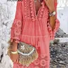 Quaste Sexy Boho Lange DrWomen spitze Herbst Solide Aushöhlen V-ausschnitt Spitze sexy Kleider böhmischen stil Plus Größe Drvestidos x0529