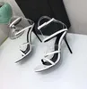 Maßgeschneiderte hochwertige Wildleder-Innenseite, Luxus-Designer-Sandale für Damen, Metallstreifen, schwarzes Lackleder, Pumps mit Thrill-Absatz, Damen-Tribute-Ledersandalen, Größe 35–43