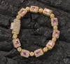 14 -karatowy złoty halo klaster Diamentowa bransoletka 5 mm sześcienne z cyrkonu bransoletki dla mężczyzn Kobiet bioder bioder 259D