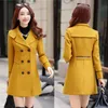 Women's Wool & Blends FTLZZ Women Blend Warm Long Coat Autumn Winter Plus Size Female Slim Fit Lapel Woolen Overcoat Cashmere Outerwear