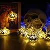 Czaszka z dyni LED Lights Garland Halloweenowe dekoracje oświetlenia do domu na zewnątrz bateria zasilana wakacyjna impreza wystrój D22.0