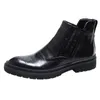 Herrhandgjorda äkta läder Bourgogne svart högkvalitativa skor retro trendig mode bekväma casual korta stövlar