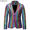 Mens stilig dansare scen blazer jacka guld silver regnbåge plaid sequin man disco festival carnaval party prom kostymer mäns kostymer blaz