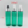 100ml silver Aluminum collar spray pump bottles containers ,high quality 100cc empty green plastic bottle,50pcs/lotgood qty