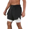 Mäns Casual Shorts 2 i 1 Running Quick Dry Fitness Byxor Homme Gym Around Sport Board Bottoms Male