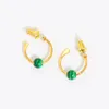 Hoop & Huggie HANGZHI 2021 French Green Acrylic Beads C-shaped Circle Gold Color Earrings For Fashion Women Girl Party Travel Jewelry