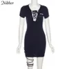 Nibber senhoras verão sexy casual fino malha vestido com laço design no peito e coxas rua quente estilo hot-selling 2021 y0726