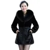 Haining Fur Mink Coat Kvinnors imitation Stor krage Stava 211207