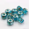 100Pcs Sky Blue Foil Alphabet "e" lampwork Glass Big Hole Spacers Beads Fit Beaded Bracelet