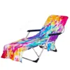 넥타이 염료 해변 의자 덮개 사이드 포켓이 달린 다채로운 chaise 라운지 수건 태양 안락의 수영장 일광욕 가든 DAJ27
