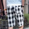 Summer Men's Bermuda Casual Shorts Loose Straight Cotton Beach Plaid Short Pants Male Brand 210629