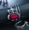 Fashion Snake Chain Crystal Necklace Sweater Jewelry Small Cute Owl Bird Pendant For Women Gift