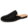 Slippers Men Sandals 2023 Summer Half Shoes Pu Leather Beach Core Plain-on Slides Flip Flops Mocasins