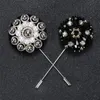 Pins, broscher mode män brosch blomma lapel pin 4cm kostym boutonniere 8 färger knapp broschers pärlor handgjorda